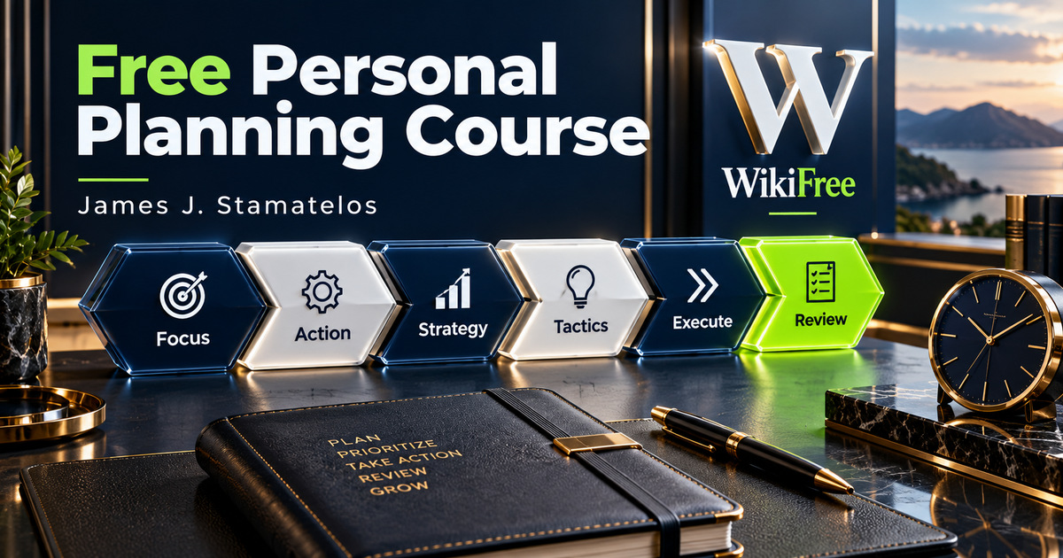 Free Personal Planning Course: Focus, Tactics and Reassessment — James J. Stamatelos. WikiFree selection.