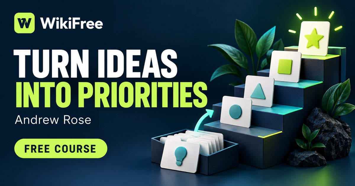 Free Product Vision Course: Research, Refine and Prioritize Features — Andrew Rose. WikiFree selection on Udemy.