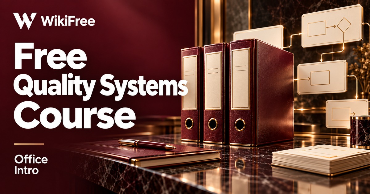 Free Quality System Course: Policies, Processes and Work Instructions — Office Intro. WikiFree selection.