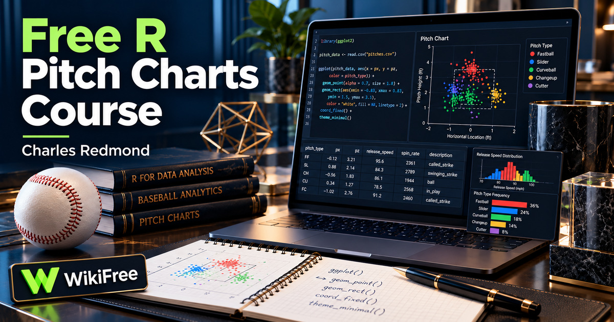 Free R Pitch Charts Course: PITCHf/x Data, ggplot and Faceting — Charles Redmond. WikiFree selection.