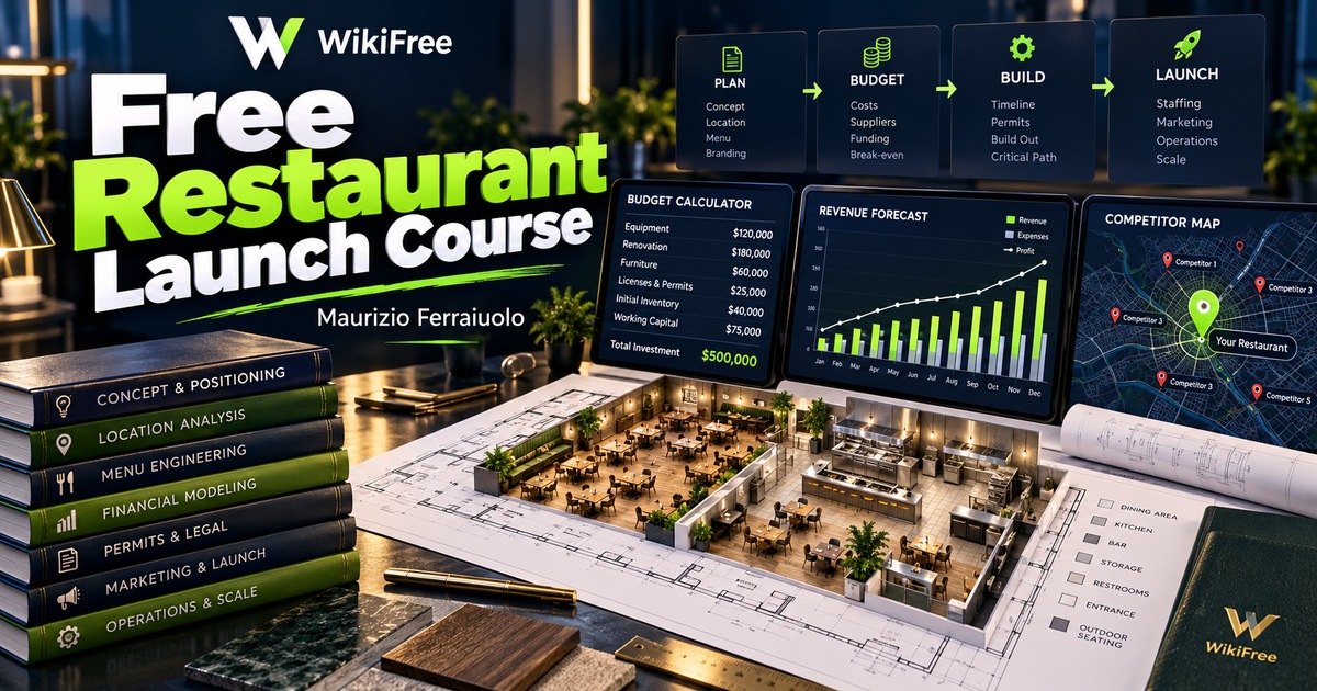 Free Restaurant Launch Course: Feasibility, Budget and Critical Path — Maurizio Ferraiuolo. WikiFree selection.