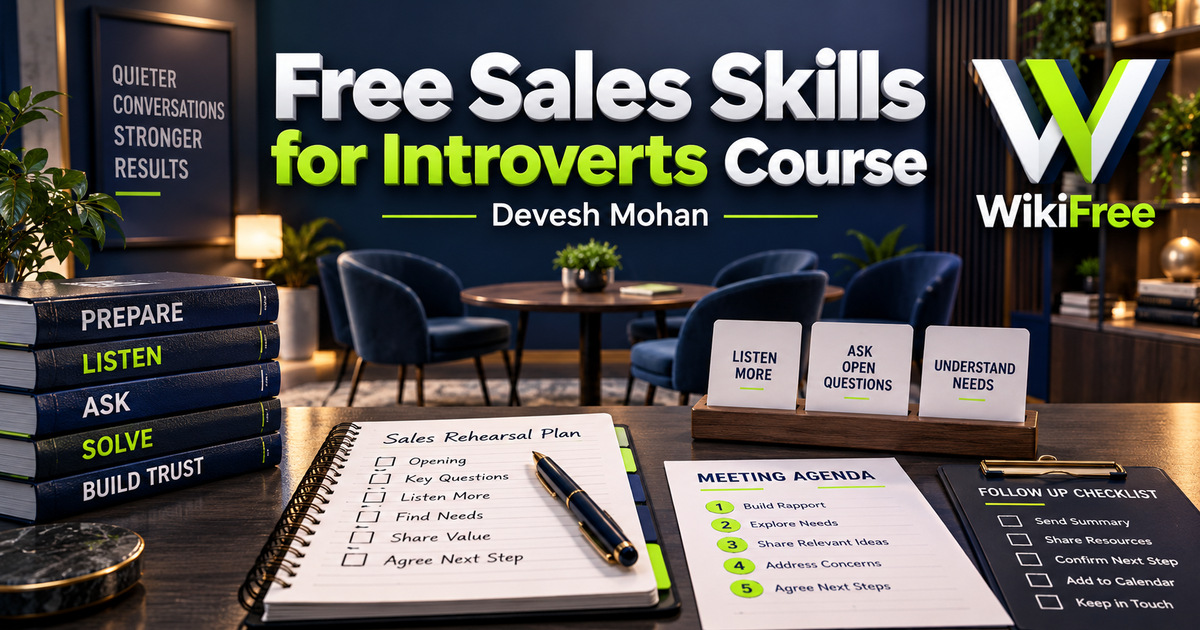 Free Sales Skills for Introverts Course: Prepare, Practice and Follow Up — Devesh Mohan. WikiFree selection.