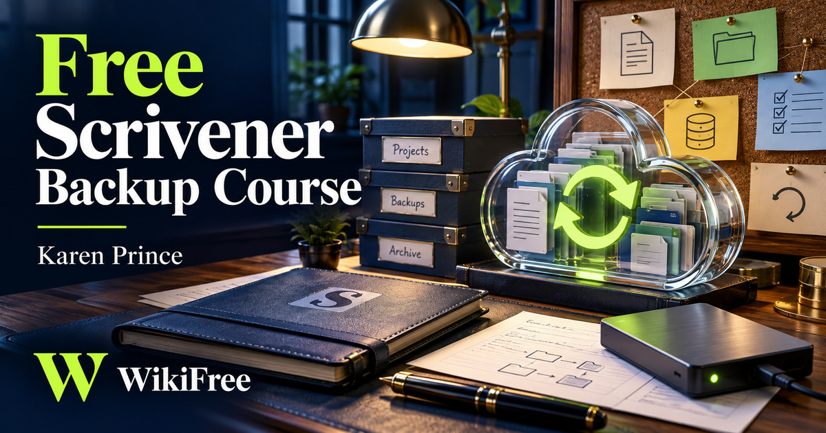 Free Scrivener Backup Course: Dropbox, Recovery and Visual Settings — Karen Prince. WikiFree selection.