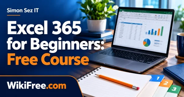 Excel 365 for Beginners: Free Course — original WikiFree artwork depicting the course subject; Simon Sez IT.