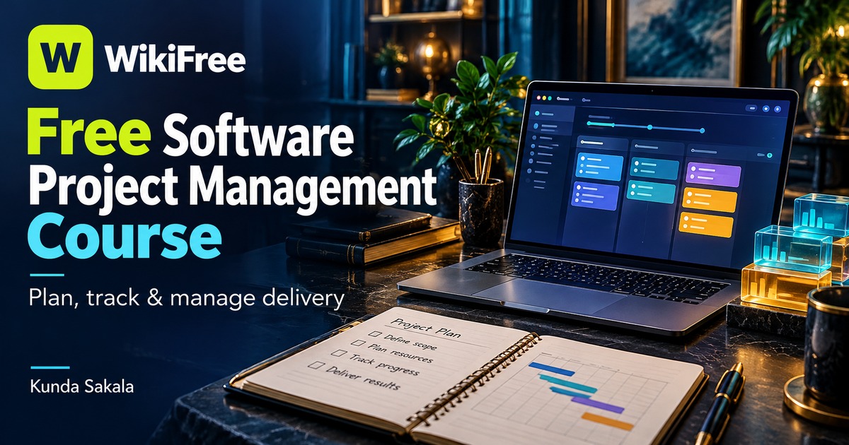 Free Software Project Management Course: Plan, Track and Manage Delivery — Kunda Sakala. WikiFree selection.