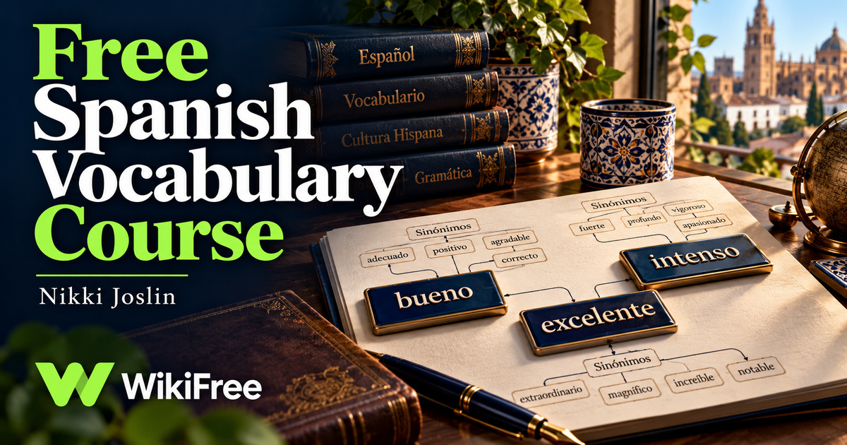 Free Spanish Vocabulary Course: Synonyms, Word Depth and Active Use — Nikki Joslin. WikiFree selection.