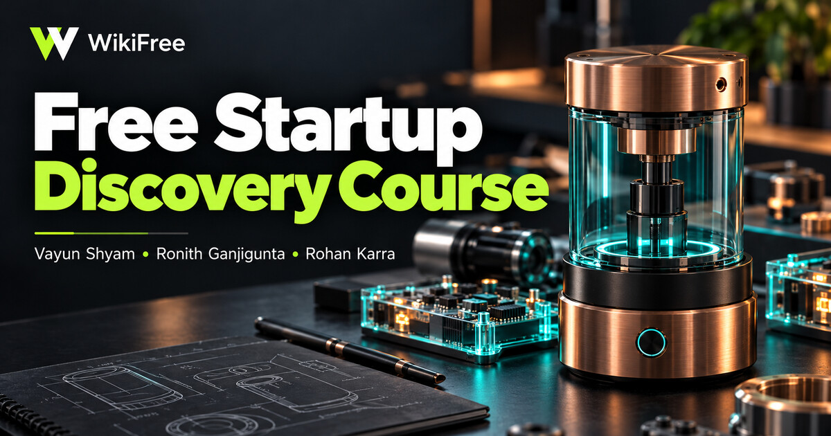 Free Startup Discovery Course: Problems, Customers and an MVP — Vayun Shyam; Ronith Ganjigunta; Rohan Karra. WikiFree selection.