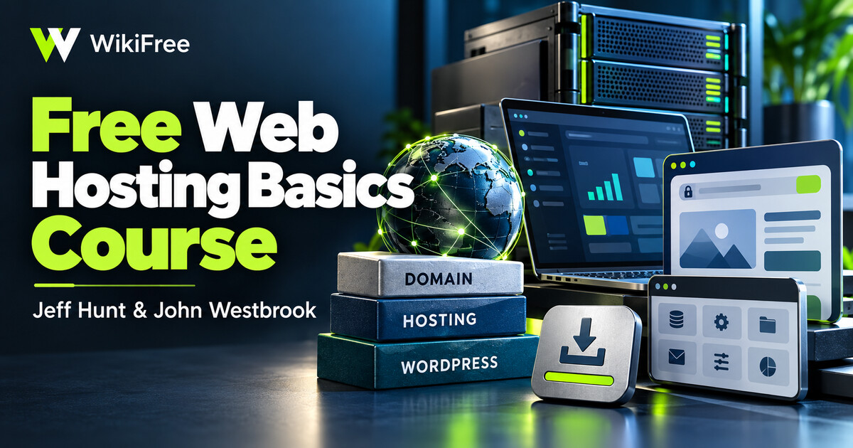 Free Web Hosting Basics Course: Domains, cPanel and WordPress Setup — Jeff Hunt; John Westbrook. WikiFree selection.