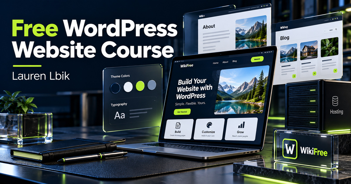 Free WordPress Website Course: Hosting, Pages and Blog Design — Lauren Lbik. WikiFree selection.