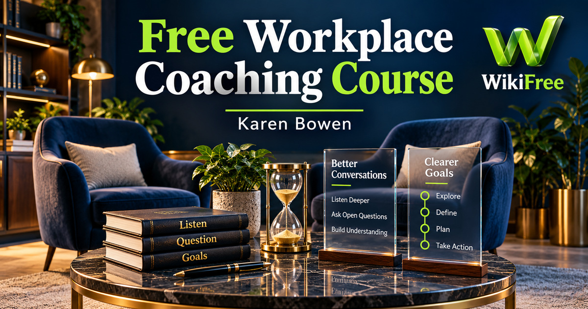 Free Workplace Coaching Course: Listening, Questions and Accountability — Karen Bowen. WikiFree selection.
