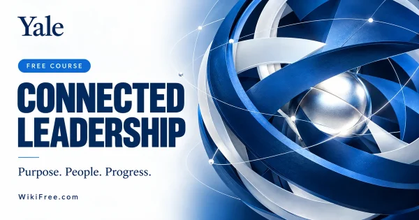 Connected Leadership — original WikiFree course cover in Yale blue and white, labeled FREE COURSE.