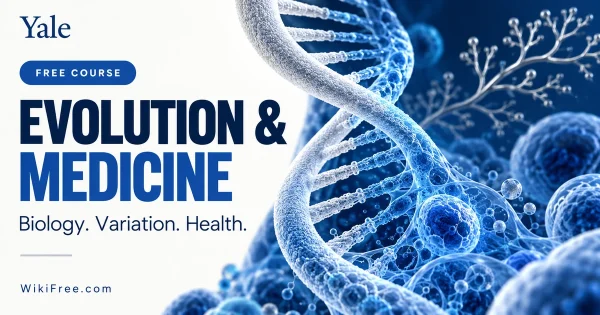 Evolution and Medicine — original WikiFree course cover in Yale blue and white, labeled FREE COURSE.