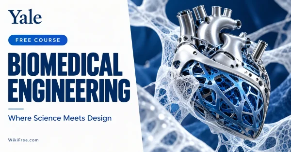 Frontiers of Biomedical Engineering — original WikiFree course cover in Yale blue and white, labeled FREE COURSE.