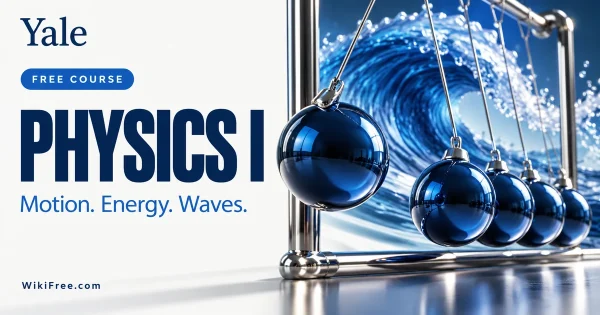 Fundamentals of Physics I — original WikiFree course cover in Yale blue and white, labeled FREE COURSE.