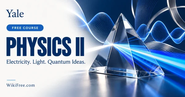 Fundamentals of Physics II — original WikiFree course cover in Yale blue and white, labeled FREE COURSE.