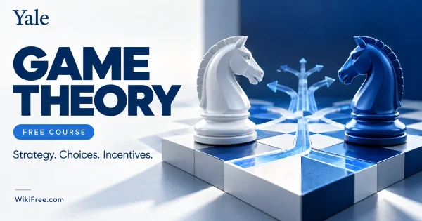Game Theory and Strategic Thinking — original WikiFree course cover in Yale blue and white, labeled FREE COURSE.