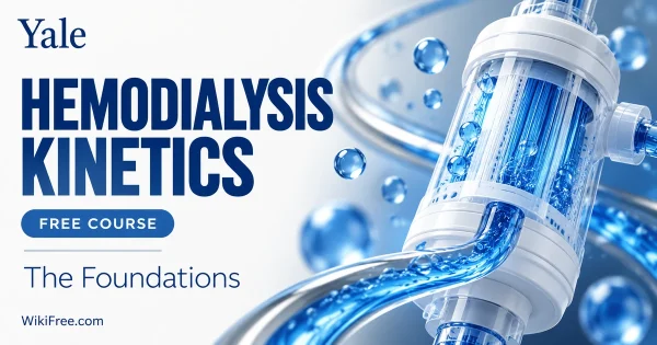 Hemodialysis Kinetics 101 — original WikiFree course cover in Yale blue and white, labeled FREE COURSE.