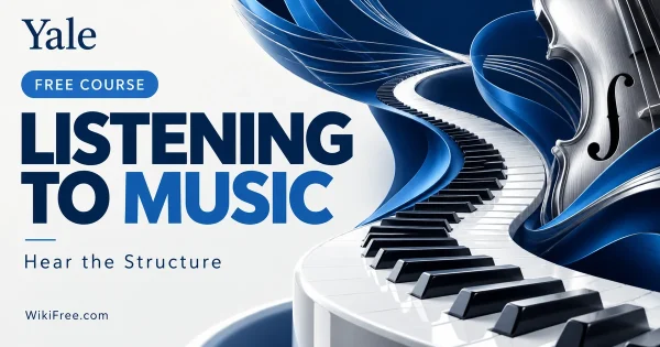 Listening to Music — original WikiFree course cover in Yale blue and white, labeled FREE COURSE.