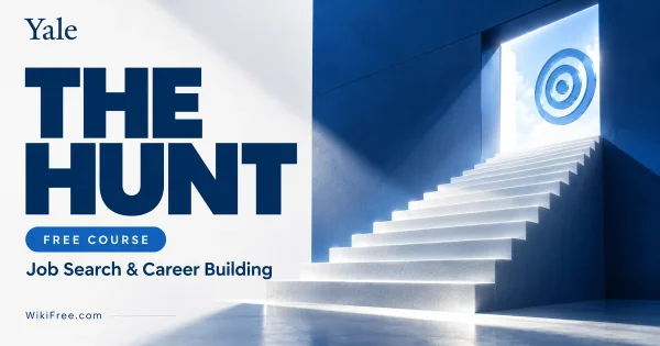 The Hunt: Job Search and Career Building — original WikiFree course cover in Yale blue and white, labeled FREE COURSE.