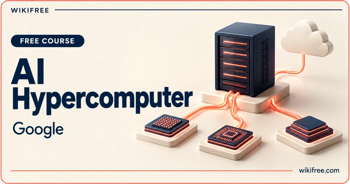 AI Hypercomputer by Google, illustrated with a server tower, cloud and three conceptual accelerator tiles.