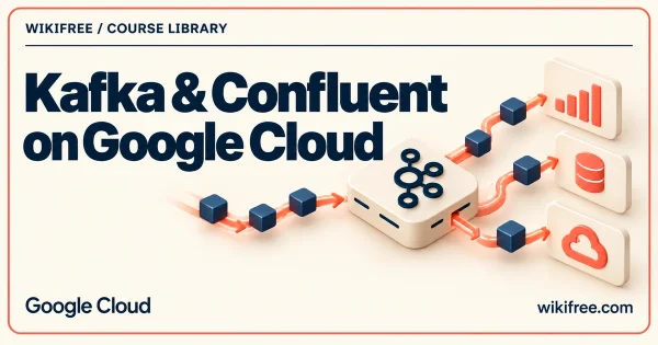Kafka and Confluent on Google Cloud cover with event blocks flowing through a processing hub to data outputs.
