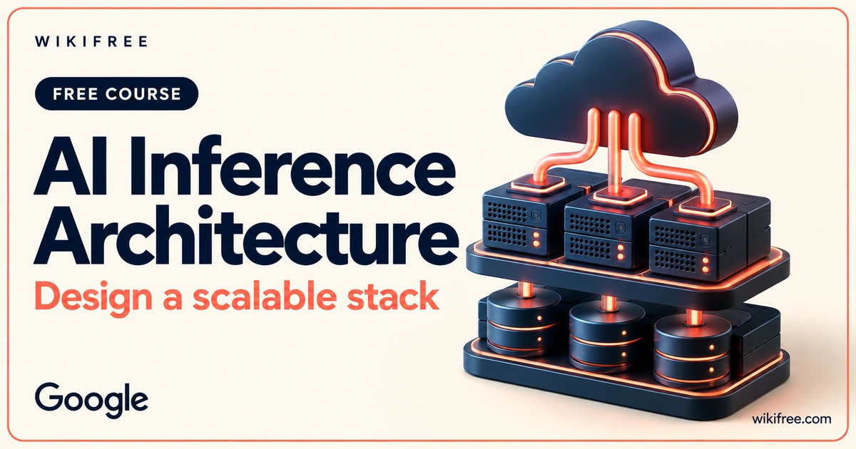 AI Inference Architecture course cover with a conceptual cloud, compute and storage stack.