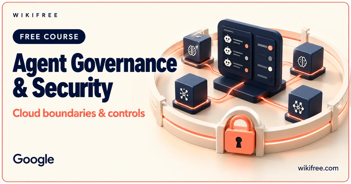 Agent Governance and Security course cover with an illustrative agent registry, boundary ring and policy controls.