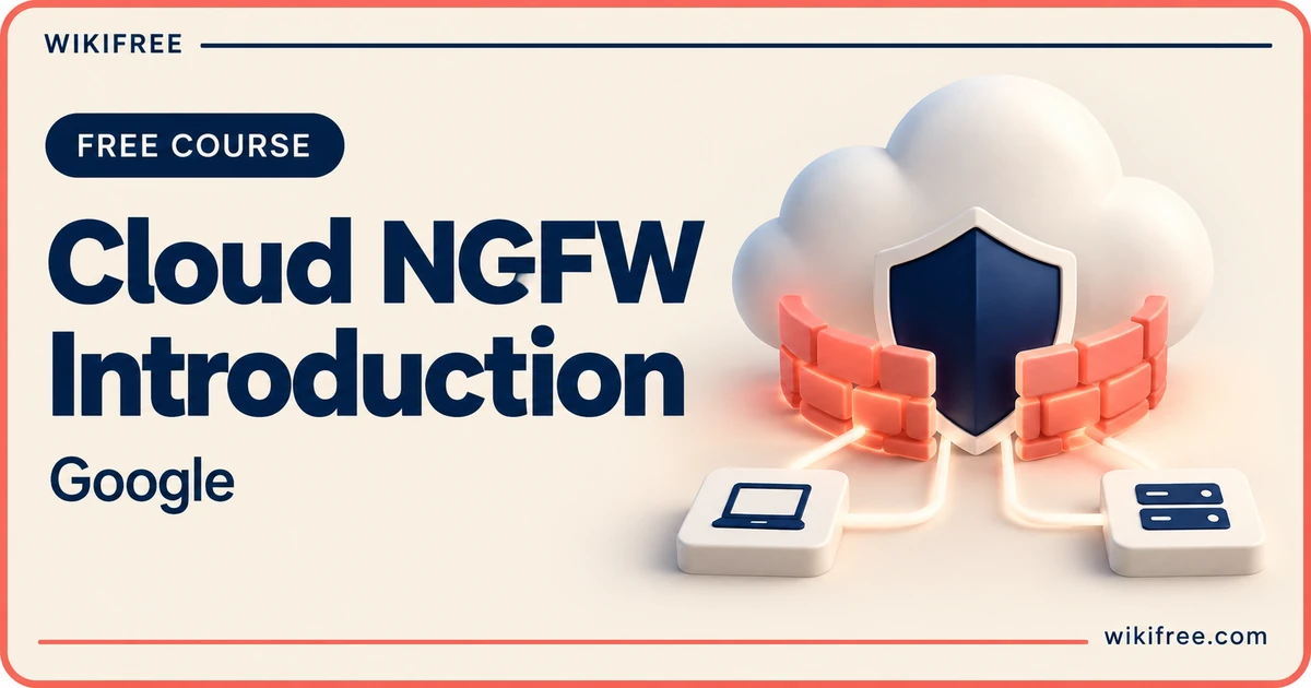 Cloud NGFW Introduction by Google, illustrated with a cloud, shield and abstract firewall barrier.