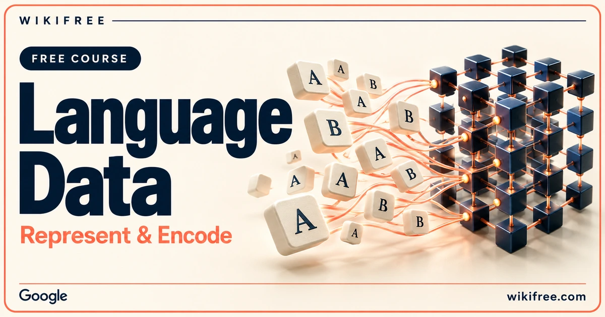 Language Data course cover with letter-token blocks connected to an abstract data lattice.