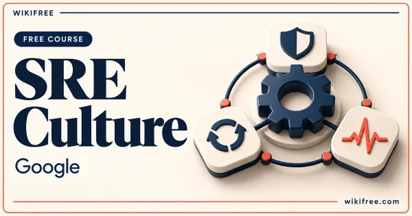 SRE Culture by Google, illustrated with a service core and reliability, improvement and monitoring symbols.
