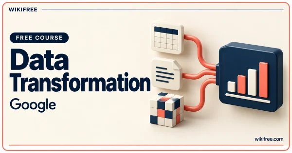 Data Transformation by Google, illustrated with data-source tiles connected to a conceptual analytics display.