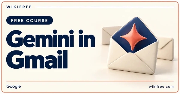 Gemini in Gmail course cover with illustrated envelopes and an AI sparkle.