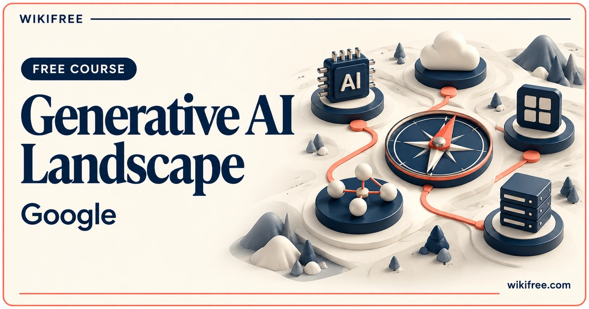 Generative AI Landscape by Google, illustrated with connected technology platforms and a compass.