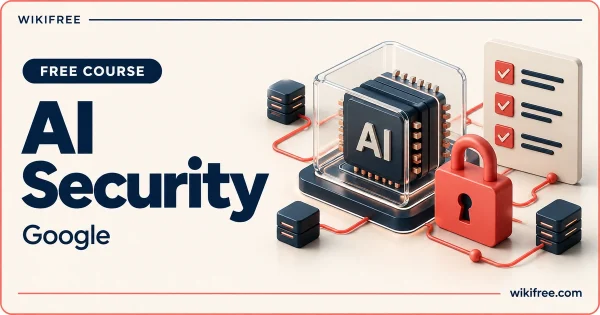 AI Security by Google, illustrated with an AI processor, transparent protective layer, padlock and review checklist.