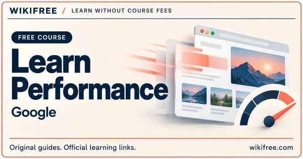 Learn Performance cover with layered web-page panels and a conceptual speed gauge.