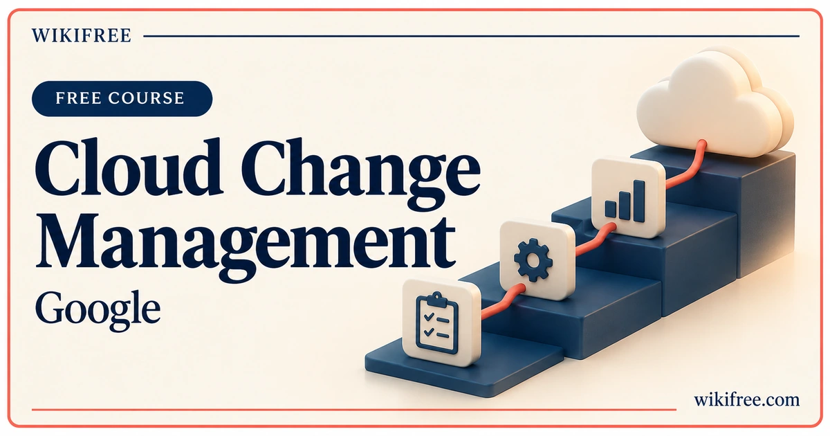 Cloud Change Management by Google, illustrated with planning milestones, a readiness card and a cloud.