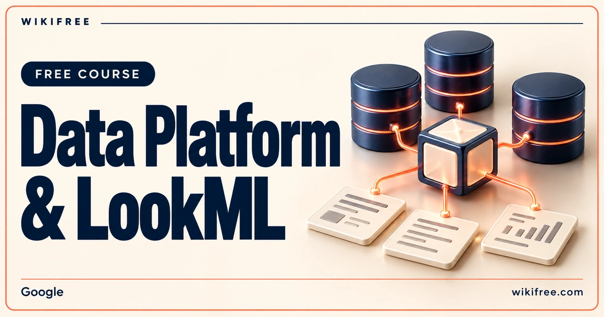 Modern Data Platform and LookML course cover with connected database models and abstract query panels.