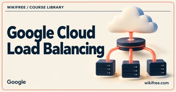 Central cloud connection distributing across three server nodes on a WikiFree load balancing course cover.
