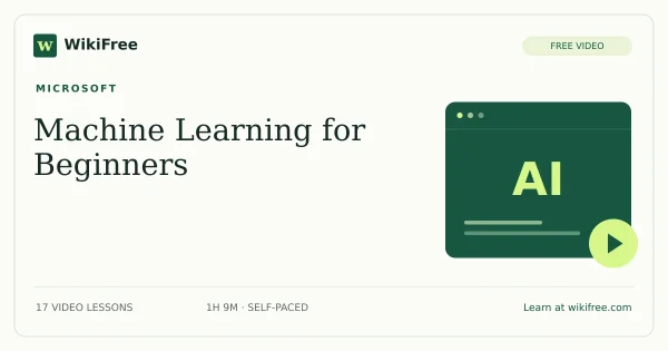 Machine Learning for Beginners by Microsoft: 17 free video lessons. Original WikiFree course artwork.