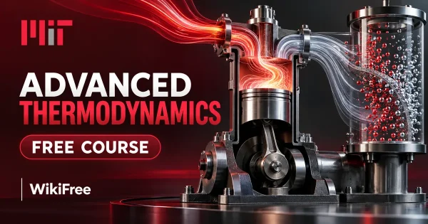 Free MIT Course: Advanced Thermodynamics. Original topic-specific WikiFree artwork in MIT red, silver, black and white. FREE COURSE.