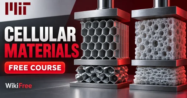 Free MIT Course: Cellular Materials: Structure, Mechanics and Applications. Original topic-specific WikiFree artwork in MIT red, silver, black and white. FREE COURSE.
