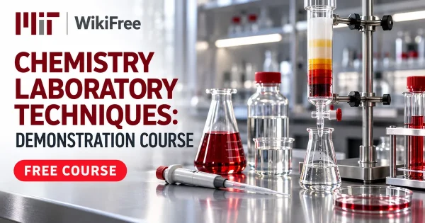 Free MIT Course: Chemistry Laboratory Techniques: Demonstration Course. Original topic-specific WikiFree artwork in MIT red, silver, black and white. FREE COURSE.