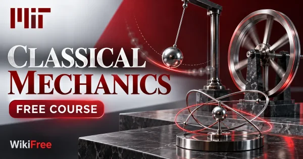 Free MIT Course: Classical Mechanics: Motion, Forces and Energy. Original topic-specific WikiFree artwork in MIT red, silver, black and white. FREE COURSE.