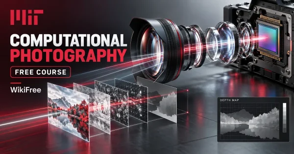 Free MIT Course: Computational Photography. Original topic-specific WikiFree artwork in MIT red, silver, black and white. FREE COURSE.
