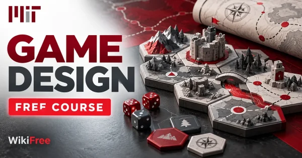 Free MIT Course: Game Design: Mechanics, Prototyping and Playtesting. Original topic-specific WikiFree artwork in MIT red, silver, black and white. FREE COURSE.