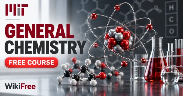 Free MIT Course: General Chemistry: Atoms, Bonding and Reactions. Original topic-specific WikiFree artwork in MIT red, silver, black and white. FREE COURSE.