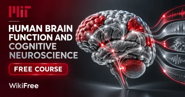Free MIT Course: Human Brain Function and Cognitive Neuroscience. Original topic-specific WikiFree artwork in MIT red, silver, black and white. FREE COURSE.