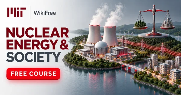 Free MIT Course: Nuclear Energy and Public Policy. Original topic-specific WikiFree artwork in MIT red, silver, black and white. FREE COURSE.
