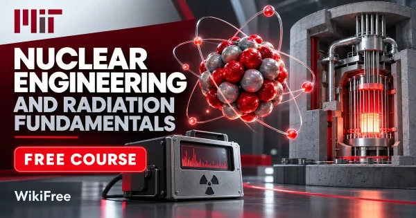 Free MIT Course: Nuclear Engineering and Radiation Fundamentals. Original topic-specific WikiFree artwork in MIT red, silver, black and white. FREE COURSE.