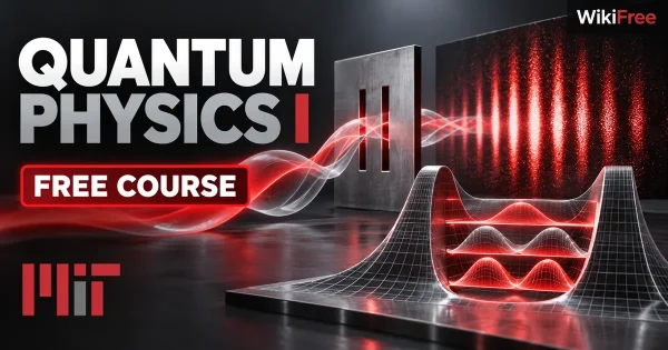 Free MIT Course: Quantum Physics I: Wave Mechanics and Uncertainty. Original topic-specific WikiFree artwork in MIT red, silver, black and white. FREE COURSE.